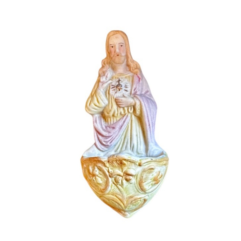 German Porcelain Jesus Holy Water Wall Font